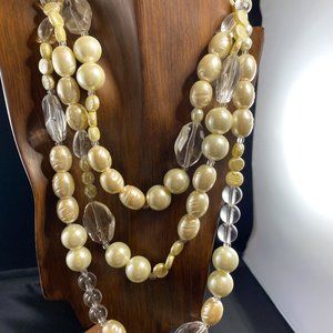 Chico's White Beads and Clear Bead Necklace